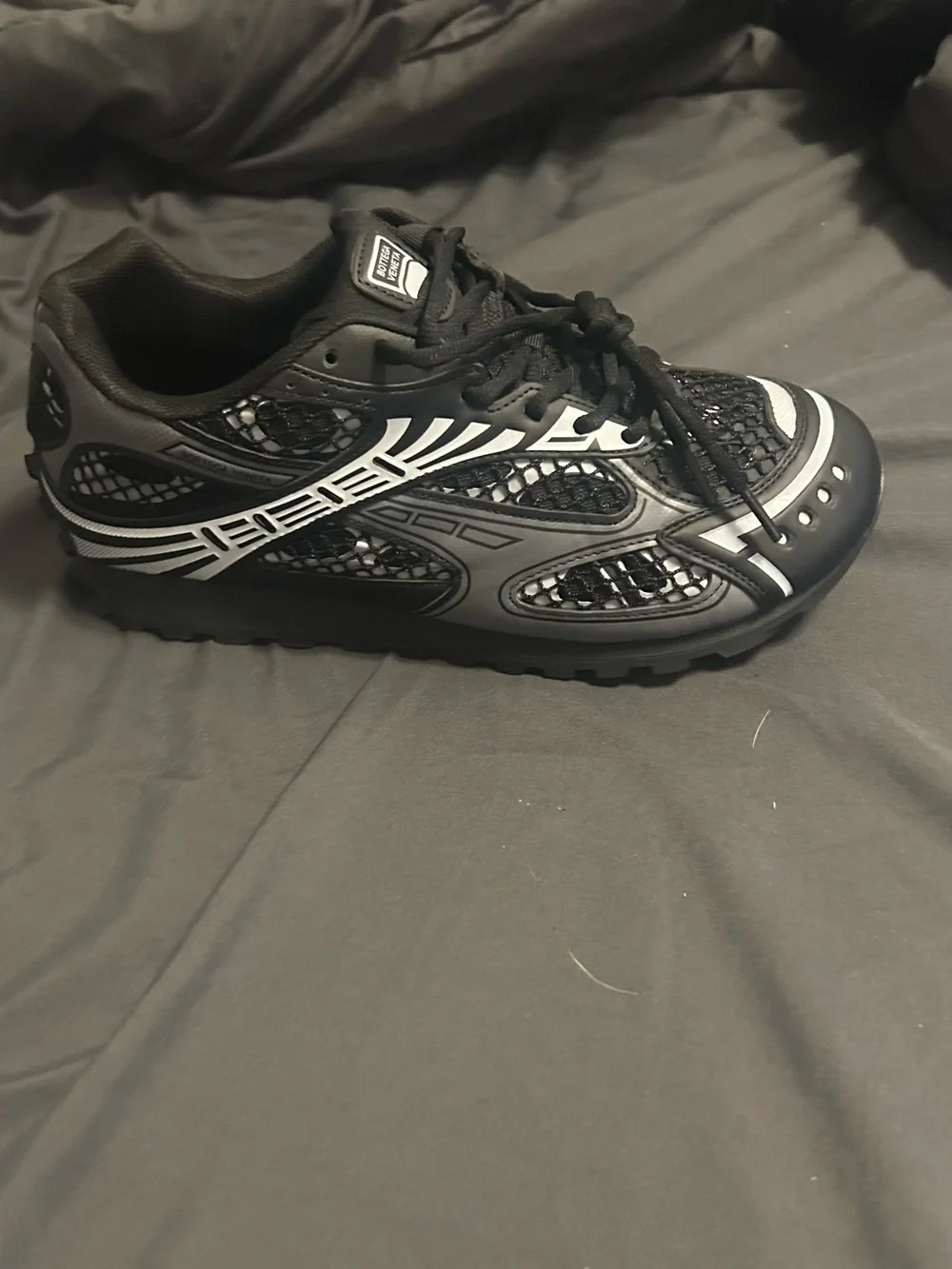 Bottega Veneta Black and Gray Mesh Runner Sneakers